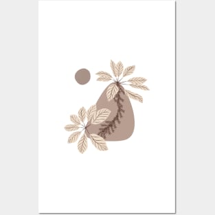 Modern Minimal Boho Abstract Shapes Flowers Plants Warm Tones  Design Posters and Art
